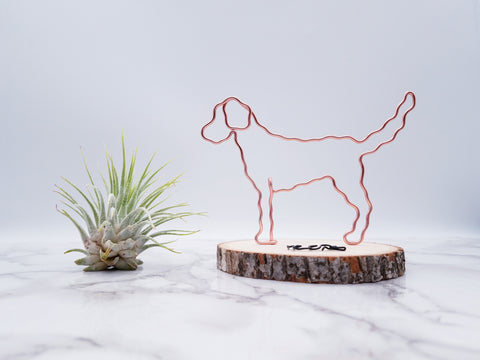 Wire sculpture of goldendooddle or labradoodle
