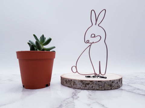 Wire sculpture of bunny rabbit