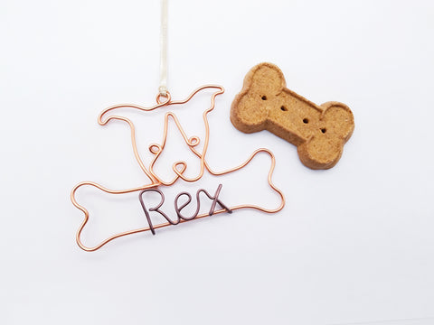 Wire pit bull ornament / name sign with bone