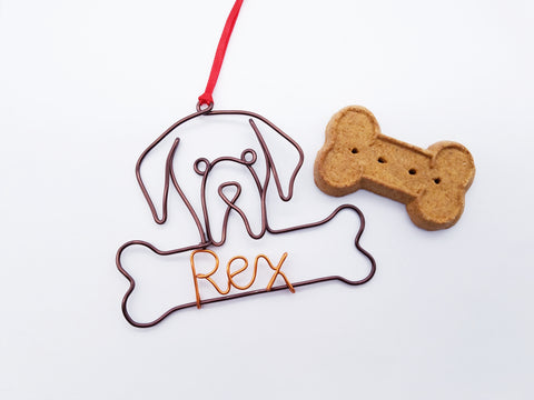 Wire Great Dane ornament / name sign with bone