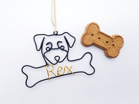 Wire rottweiler ornament / name sign with bone